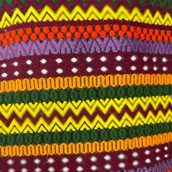 VINTAGE Woven blanket throw wall hanging wool fringe 70s decor boho Aztec 34”x75 - Picture 5 of 10